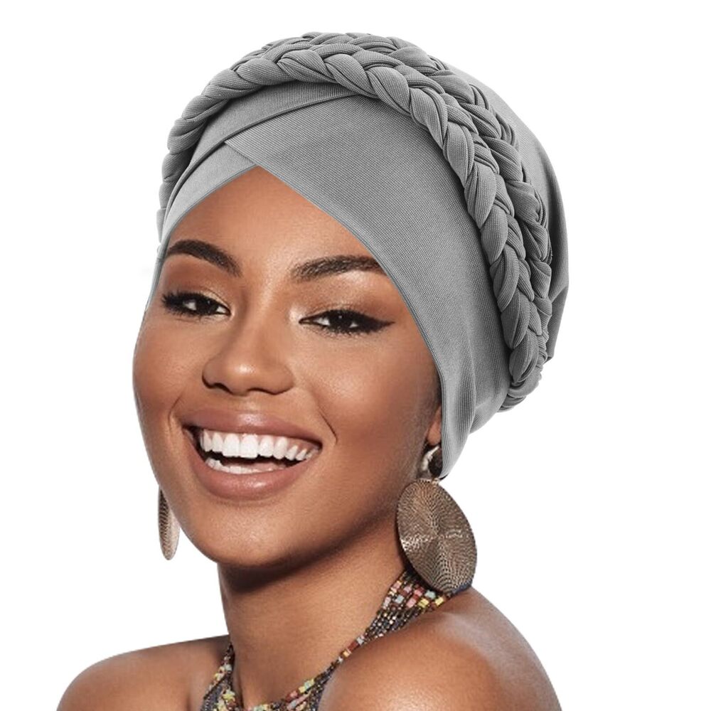 7083 African Turban Caps Beanie Twist Headscarf Pre-Tied Double Twisted